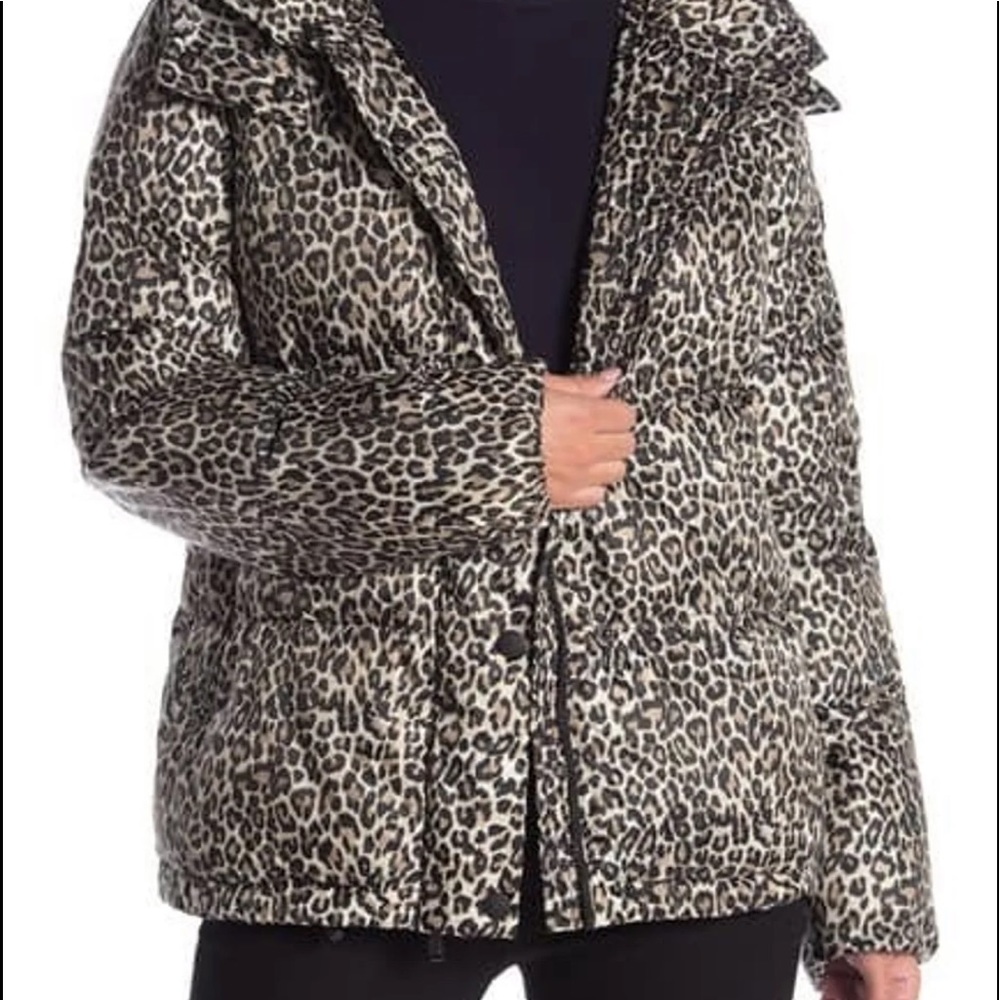 BCBGeneration Leopard-Print Hooded Puffer Coat NEW - Picture 4 of 4